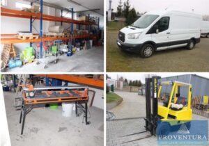 Read more about the article Insolvenzversteigerung 77 Pos. Fliesenbau 3 Transporter FORD Transit EZ 2017, Gabelstapler, Palettenregale, Panzerschrank, Mähroboter GARDENA, Nassschleifer für Terrazzo-Steinplatten, Carara-Marmor etc. – 06667 Weißenfels – 22.03.2022 – 10:00:00
