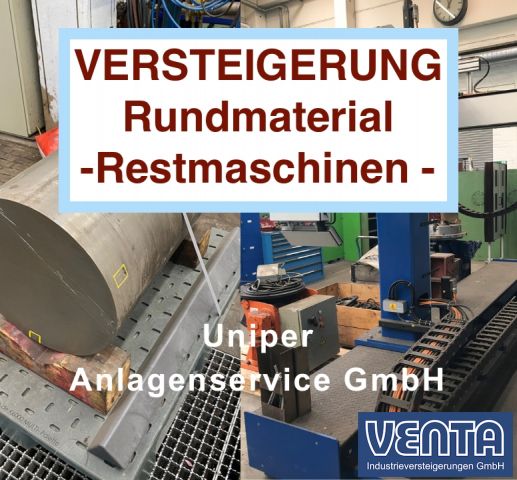 You are currently viewing Reste-Versteigerung mit reduzierten Aufrufpreisen – Werkzeugstahl mit Zertifikat, UP-Schweißanlage,  Glühablage, Schweißrauchabsaugung, Kühlmaschine, Mobiler Induktionsgenerator, Transportgestelle, Ölaufbereitung – 28.10.2022 – 12:00:00