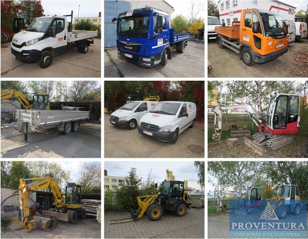 You are currently viewing Baumaschinen-Versteigerung: Mobilbagger Komatsu, 2 Radlader Komatsu, 4 Minibagger Komatsu, 2 Minibagger Takeuchi, Multicar M27T, 2 Iveco Daily Kipper, 2 MAN TGL Kipper, Lkw-Kippanhänger, 3 Transporter, 2 Pkw-Anhänger, etc.  – 99734 Nordhausen – 17.11.2022 – 09:30:00