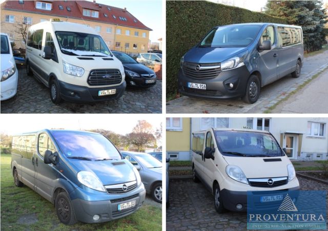 You are currently viewing Aus Insolvenz: 4 Fensterbusse aus Personenbefördungsunternehmen, 3x Opel Vivaro 2.0 TDCI EZ 2012 – 2016 und FORD Transit 2.2 TDCi, EZ 2015 – 17300 Raum Anklam – 17.01.2023 – 09:00:00