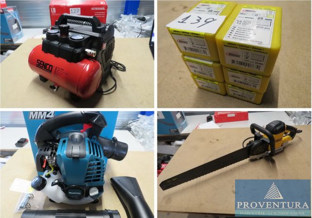 You are currently viewing Versteigerung 153 Pos. neue Elektro- und Druckluftwerkzeuge SENCO, MAKITA, DEWALT, KRÄNZLE, DOLMAR, FEIN, TECHNOFAST, HILTI etc. – 48531 Nordhorn – 28.04.2023 – 10:30:00