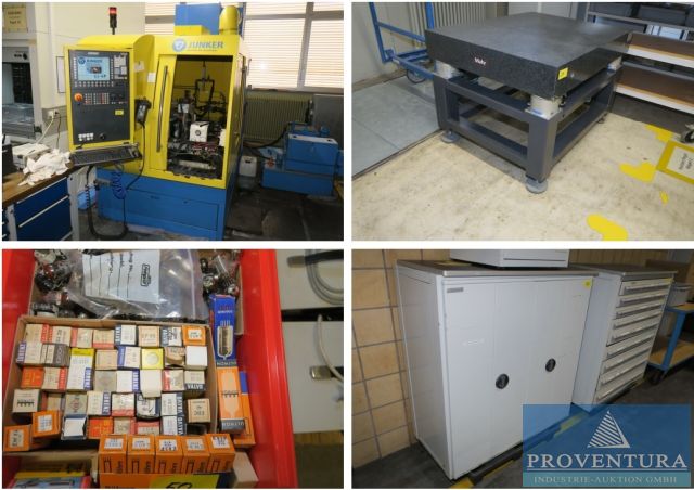 You are currently viewing Versteigerung Maschinen und Inventar aus Metallwerkstatt: CNC-Außenrundschleifmaschine JUNKER EJ 10, Bj. 2007, neuer Messtisch, 4 Oscilloscope, Kondensatoren, viele Schränke, Montagetische, etc. – 37073 Göttingen – 11.05.2023 – 09:30:00