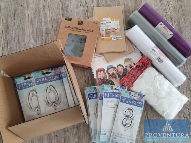 You are currently viewing Versteigerung Sonderposten: 7.000 Partyartikel aus einem Online-Shop als Komplettposition – 59071 Hamm – 07.06.2023 – 09:00:00