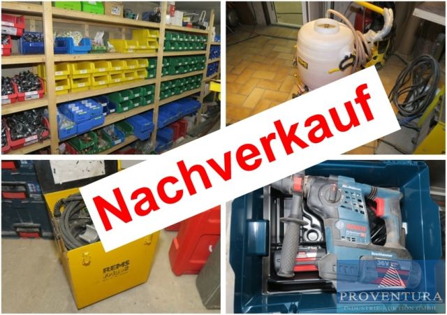 You are currently viewing Nachverkauf: Insolvenzversteigerung: 230 Pos. Inventar Heizung- und Sanitär, viele Akku-Werkezuge u. Handmaschinen, Warenvorräte, etc. – 34200 Raum Kassel – 02.08.2023 – 10:00:00