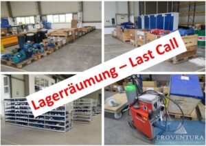 Read more about the article Lagerräumung Premium Stephan GmbH: 80 Positionen, viele Europaletten mit Inhalten, Schweißgerät, Regalanlage, etc. – 31789 Hameln – 07.09.2023 – 09:00:00