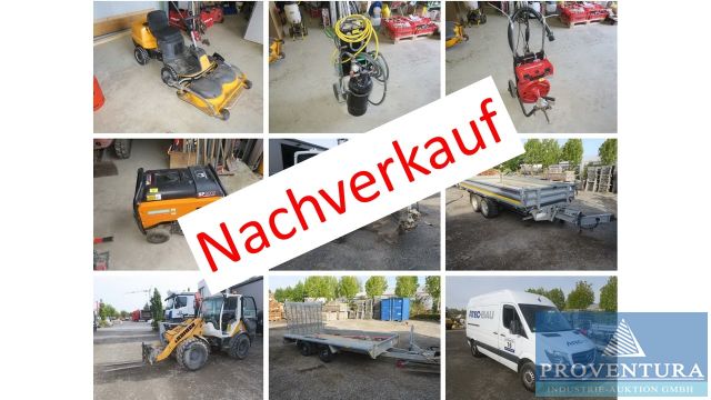 You are currently viewing Nachverkauf zu Insolvenz-Auktion Baufirma, 180 Pos.: Frontmäher STIGA Park 220V, Stromerzeuger PRAMAC, Minibagger TAKEUCHI TB216, Radlader LIEBHERR L506C, 3-Seiten-Kipper MOESLEIN, u.v.m. – 38126 Braunschweig – 06.11.2023 – 11:10:00
