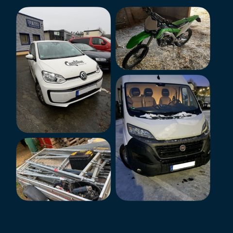 You are currently viewing Insolvenz-Versteigerung von Fahrzeugen und Gerüstteilen – LKW Fiat Ducato 2.3, PKW VW UP, 1 SEAT Tarraco 2.0, Motorrad Kawasaki 450, PKW-Anhänger, Gerüstteile – 14.03.2024 – 18:00:00