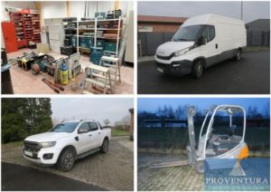 Read more about the article Insolvenzversteigerug: 100 Pos. Trockenbau, viele Handwerkzeuge, Rollgerüst, etc. Iveco Daily Hi Matic 35-160, EZ 2019, 84.000 km, Ford Ranger 2.0 TDCi Wildtrac 4×4, EZ 2022, 17.000 km, Gabelstapler STILL RX20-20 – 48624 Schöppingen – Raum Münster – 23.04.2024 – 09:30:00