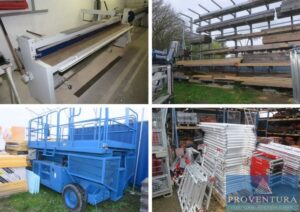 Read more about the article Teil 2 Insolvenz-Auktion: 500 Pos. eines Dachdecker und Zimmereibetriebes: Tafelschere SCHRÖDER HS 3000. Abkantbank SCHRÖDER HK 3000, viele Werkzeuge, viel Bauholz, Dachklempnermaterial, viele Leitern, Schrägaufzug BÖCKER, Alu-Gerüst, sehr umfangreich – 38329 Salzgitter – 18.06.2024 – 08:30:00