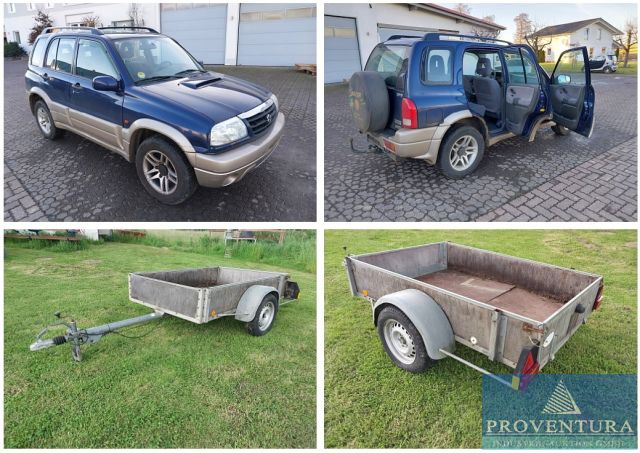 You are currently viewing Versteigerung: Suzuki Grand Vitara Fourgrip 2.0 TD 4×4 Automatik, EZ 2002, 226.000 km, Klimaanlage, Pkw-Anhänger Freckmann zul. GG 1.000 kg – 37127 Dransfeld – 29.08.2024 – 09:00:00