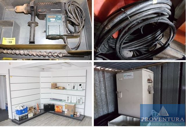 You are currently viewing Standorträumung Elektromontagebetrieb 25 Pos. Warenbestände Einzelhandel und Montage, Büro, Werkzeuge, Zählerschränke etc. –  – 30.08.2024 – 11:45:00