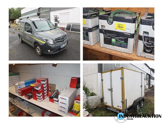 You are currently viewing Online Insolvenz-Auktion Trockenbauer, Handwerksbetrieb, 56812 Cochem – MERCEDES-BENZ Citan, Vito, PKW-Anhänger Kipper, Koffer, div. Kleinmaschinen, div. Bautrockner, Regale, Schrauben etc. – 26.08.2024 – 10:00:00