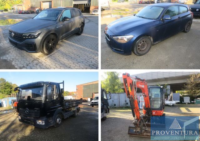 You are currently viewing Fahrzeug-Auktion: VW Touareg 3.0 TDI 4motion, EZ. 2019, BMW 1 118d, EZ. 2012, MERCEDES BENZ Atego 821, EZ. 2022, Minibagger KUBOTA U36-4, Bj. 2018, – 38118 Braunschweig – 04.11.2024 – 11:00:00