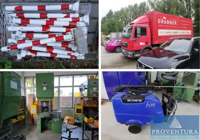 You are currently viewing Online-Auktion 15 Pos. Metallbau: Lkw MAN TGL 8.150, EZ. 2010, Absperrpfosten, Hydraulikpresse EXNER, Tischbohrmaschine IXION, div. Fassadentafeln – 38118 Braunschweig – 22.11.2024 – 10:00:00