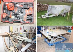 Read more about the article Insolvenzversteigerung Tischlerei 82 Pos. u.a. Schnittholz Linde, Zugkreissäge GRAULE ZS135, Unterflurfräse RUWI S Bj. 21, Kantenschleifer LÖWER KSM1 Bj. 21, Dickenhobel HOFMANN D510, Abrichthobel REX, Montagetisch BARTH H350XL Bj. 21, Anhänger, etc. – Raum 37574 Einbeck, geschlossen seit 2022 – 26.11.2024 – 11:30:00